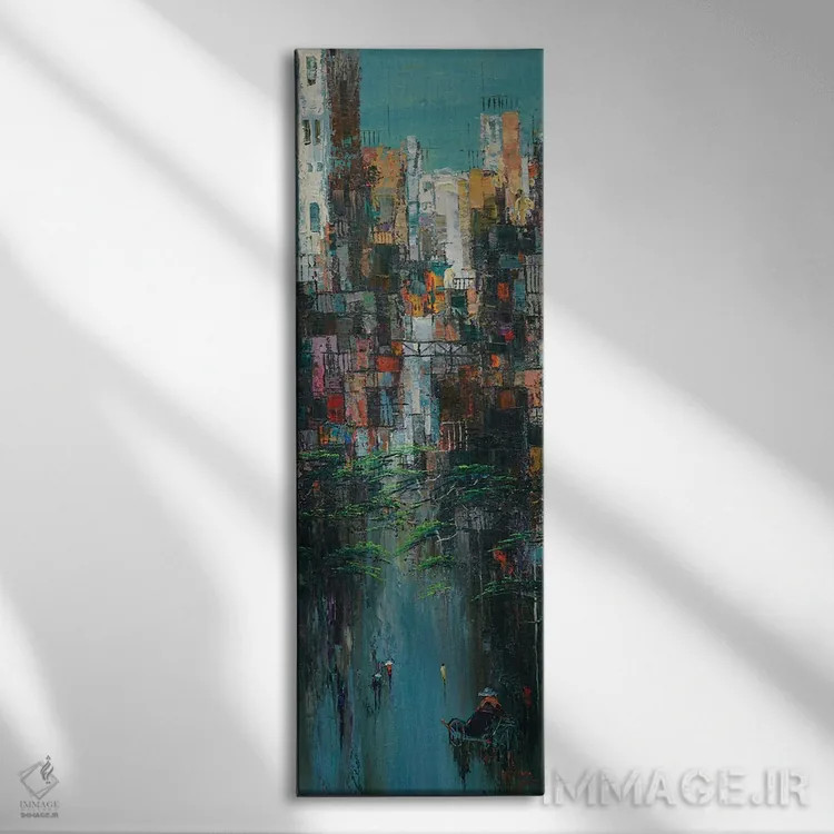 تابلو "پس از باران" اثر له نگوک کوآن - نمای روبهرو روی دیوار