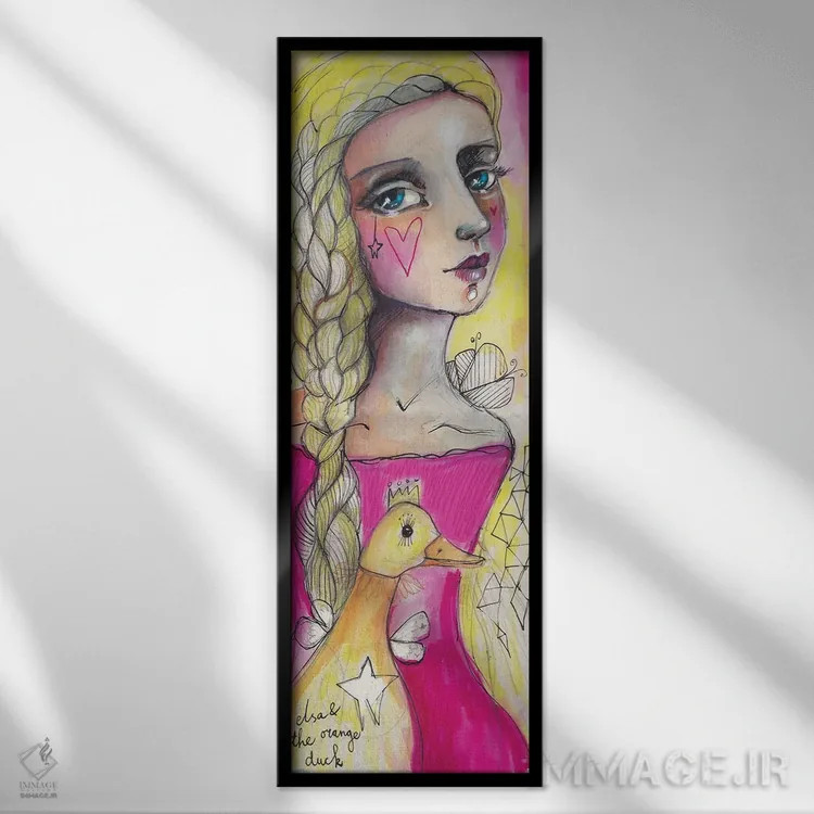 تابلو السا و اردک نارنجی اثر تامارا لاپورت - نمای قابدار مشکی