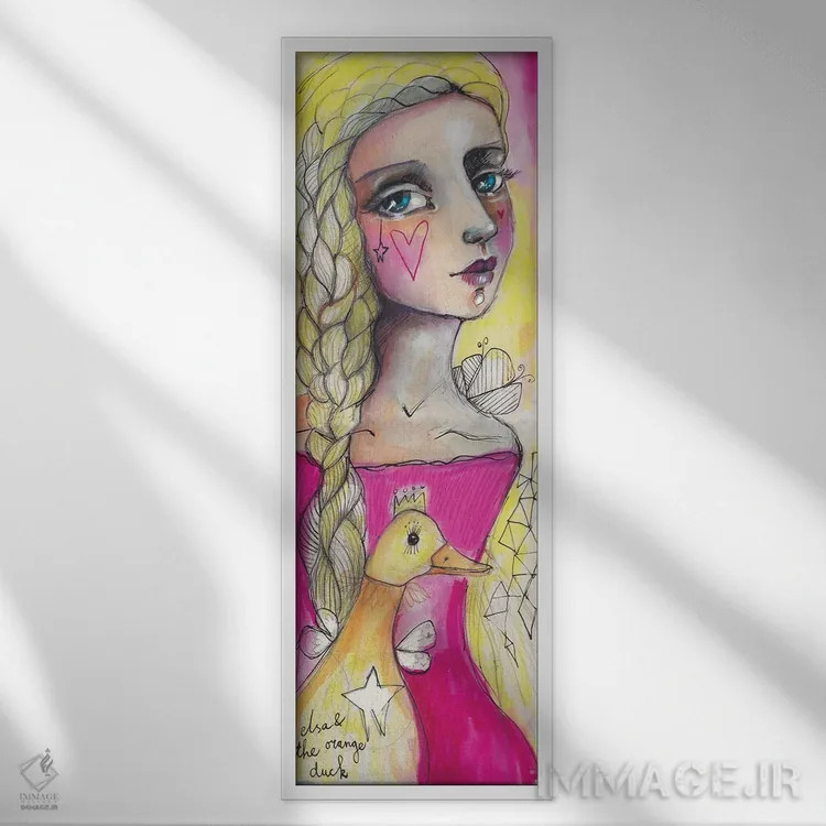 تابلو السا و اردک نارنجی اثر تامارا لاپورت - نمای قابدار سفید