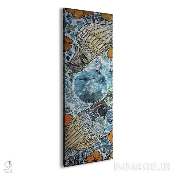 تابلو جفت بلدرچین و شقایقها اثر لینت شلی - نمای پرسپکتیو محصول