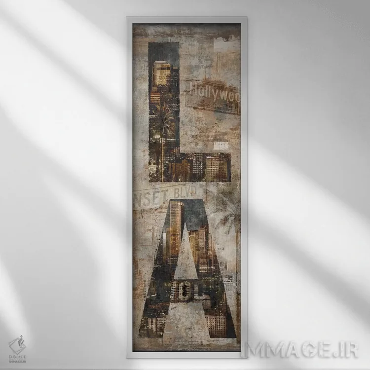 تابلو لسآنجلس عمودی اثر لوک ویلسون - نمای قابدار سفید