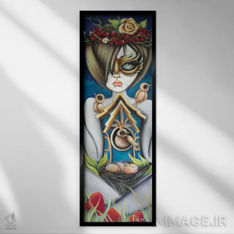 تابلو رویای ساکنان جنگل اثر لیزی فالکون - نمای قابدار مشکی