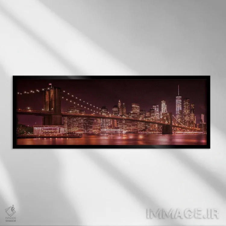 تابلو نمای پانورامای عصرگاهی نیویورک اثر ملانی ویولا - نمای قابدار مشکی