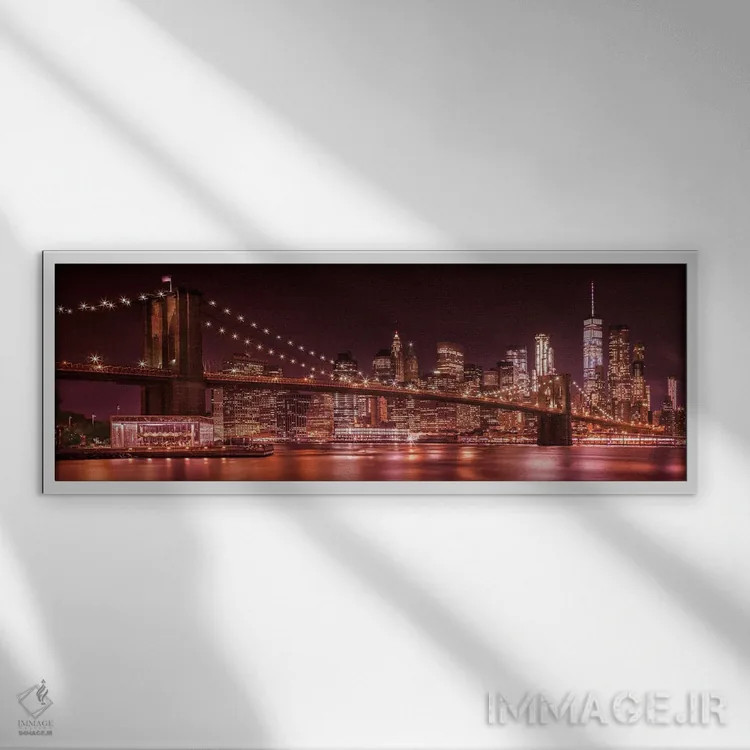 تابلو نمای پانورامای عصرگاهی نیویورک اثر ملانی ویولا - نمای قابدار سفید