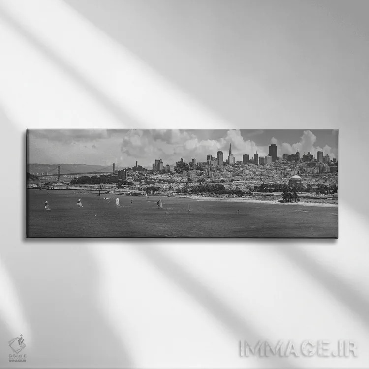 تابلو افق شهر سانفرانسیسکو | تکرنگ اثر ملانی ویولا - نمای روبهرو روی دیوار