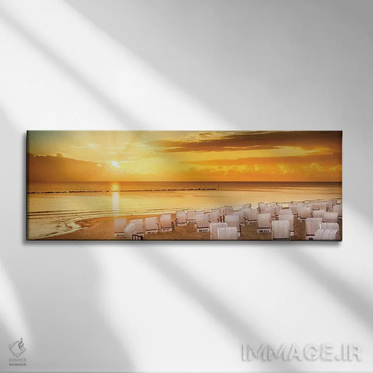تابلو طلوع خورشید دریای بالتیک (نمای پانوراما) اثر ملانی ویولا - نمای روبهرو روی دیوار