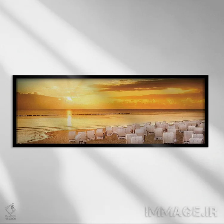 تابلو طلوع خورشید دریای بالتیک (نمای پانوراما) اثر ملانی ویولا - نمای قابدار مشکی