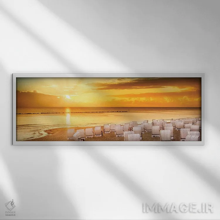 تابلو طلوع خورشید دریای بالتیک (نمای پانوراما) اثر ملانی ویولا - نمای قابدار سفید