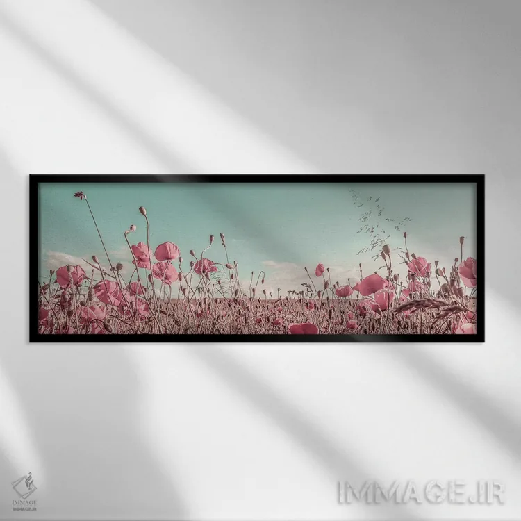 تابلو دشت شقایق دوستداشتنی (وینتیج) اثر ملانی ویولا - نمای قابدار مشکی