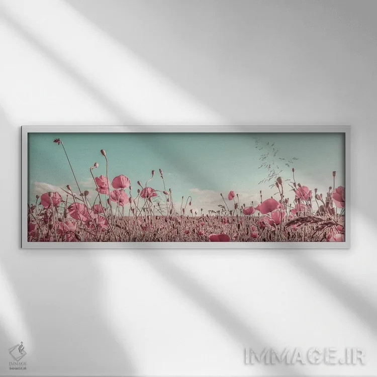 تابلو دشت شقایق دوستداشتنی (وینتیج) اثر ملانی ویولا - نمای قابدار سفید