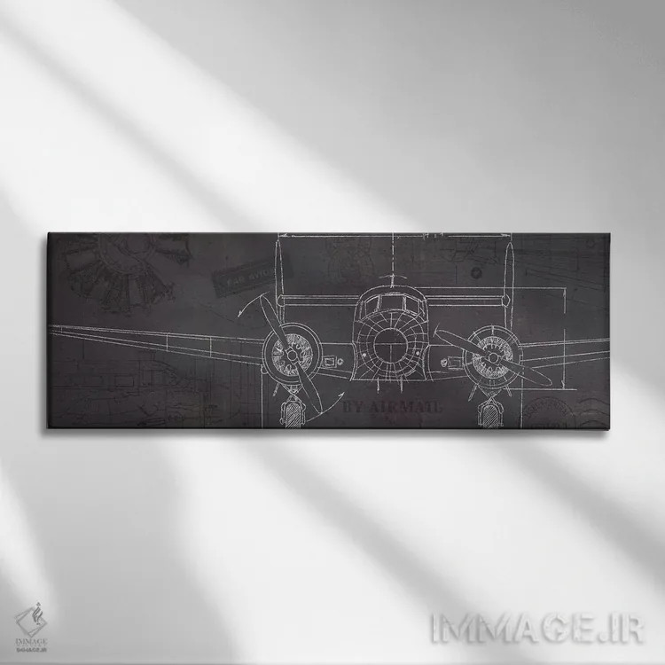 تابلو نقشه فنی هواپیما ۴ اثر مارکو فابیانو - نمای روبهرو روی دیوار
