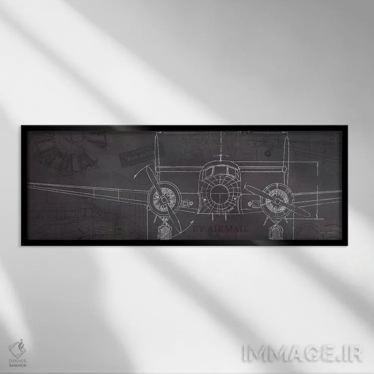 تابلو نقشه فنی هواپیما ۴ اثر مارکو فابیانو - نمای قابدار مشکی