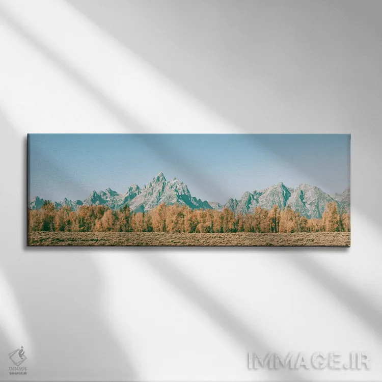 تابلو پاییز در گرند تتون - درختان آسپن و کوهستان پارک ملی گرند تتون (غربی) اثر نیچر مجیک (برند یا استودیوی هنری) - نمای روبهرو روی دیوار