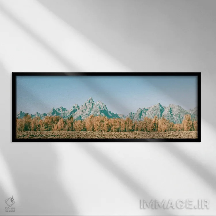 تابلو پاییز در گرند تتون - درختان آسپن و کوهستان پارک ملی گرند تتون (غربی) اثر نیچر مجیک (برند یا استودیوی هنری) - نمای قابدار مشکی