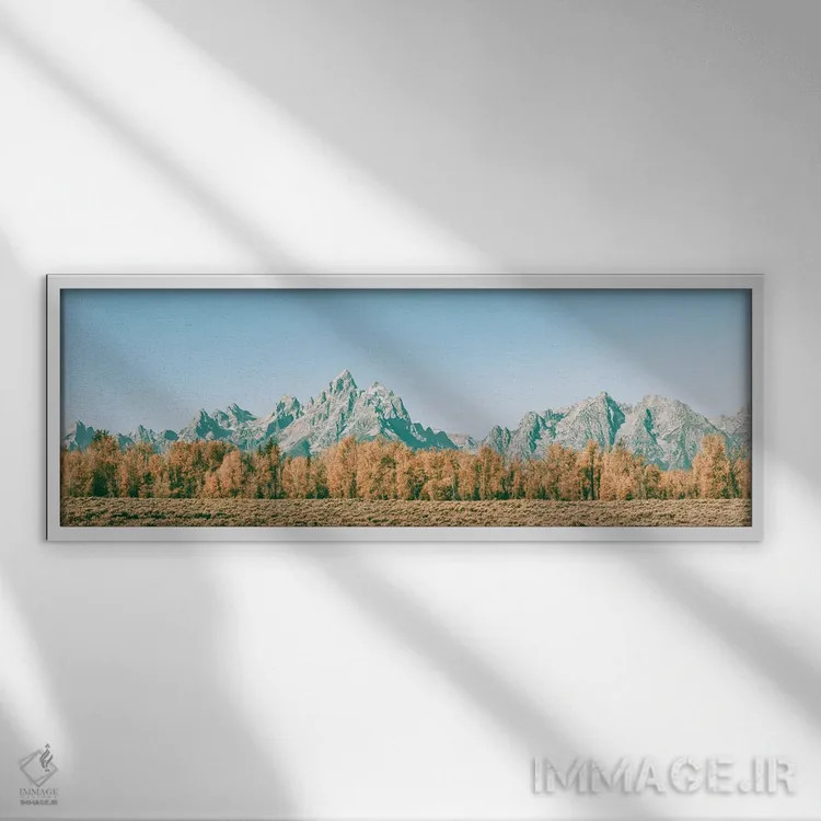 تابلو پاییز در گرند تتون - درختان آسپن و کوهستان پارک ملی گرند تتون (غربی) اثر نیچر مجیک (برند یا استودیوی هنری) - نمای قابدار سفید