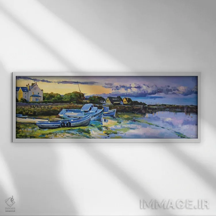 تابلو County Galway" بندر اسپیدال، شهرستان گالوی اثر کانر مکگوایر - نمای قابدار سفید