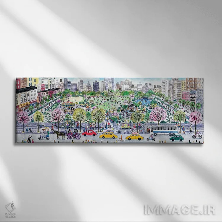 تابلو نمای پانورامای شهر اثر مایکل استورینگس - نمای روبهرو روی دیوار