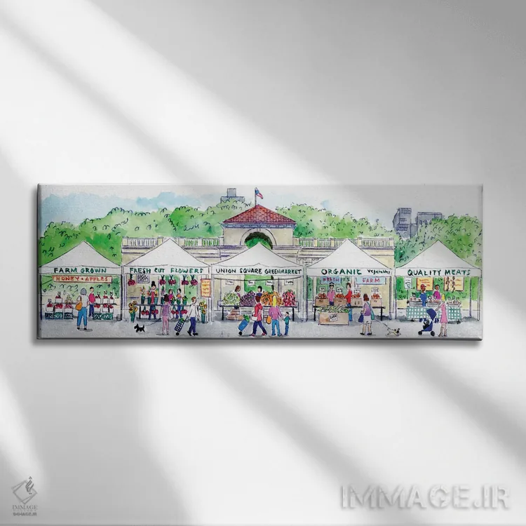 تابلو بازار کشاورزان اثر مایکل استورینگس - نمای روبهرو روی دیوار