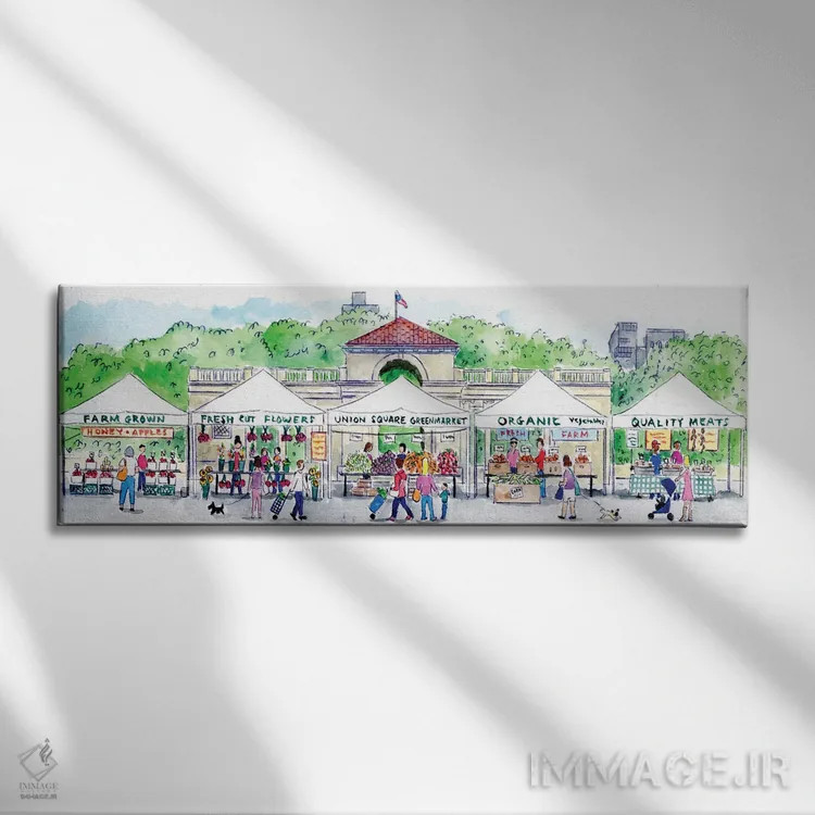 تابلو بازار کشاورزان اثر مایکل استورینگس - نمای روبهرو روی دیوار