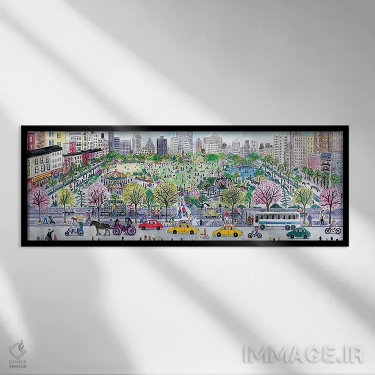 تابلو نمای پانورامای شهر اثر مایکل استورینگس - نمای قابدار مشکی