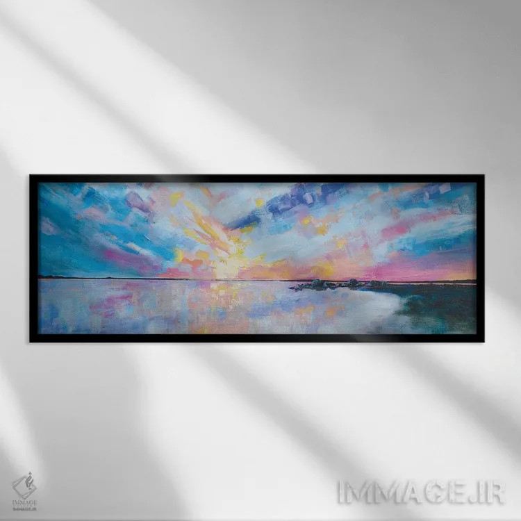 تابلو غروب جزیره سالیوان اثر آپریل موفات - نمای قابدار مشکی