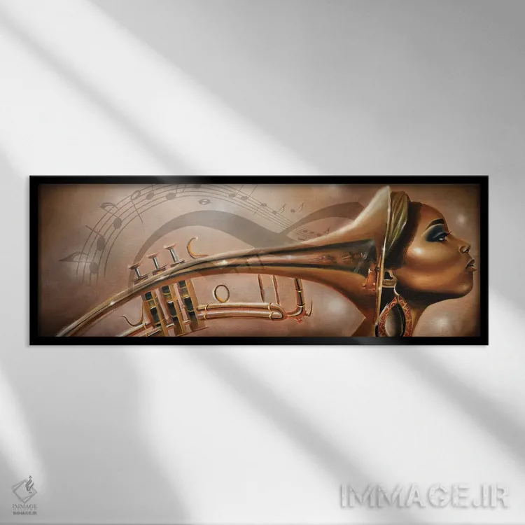 تابلو او موسیقی است اثر سلام محمد - نمای قابدار مشکی