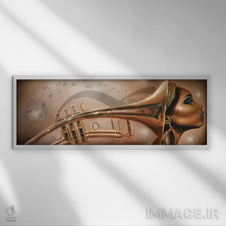 تابلو او موسیقی است اثر سلام محمد - نمای قابدار سفید