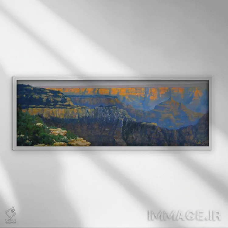 تابلو غروب خورشید در دره اثر مانسونگ کانگ - نمای قابدار سفید