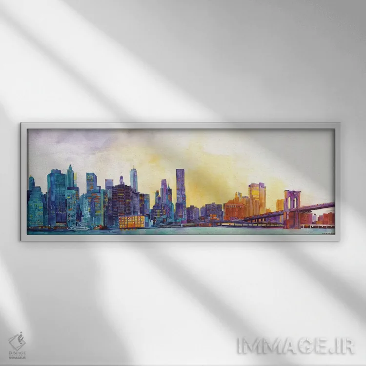 تابلو نمای پانورامای نیویورک اثر ماجا ورونسکا - نمای قابدار سفید