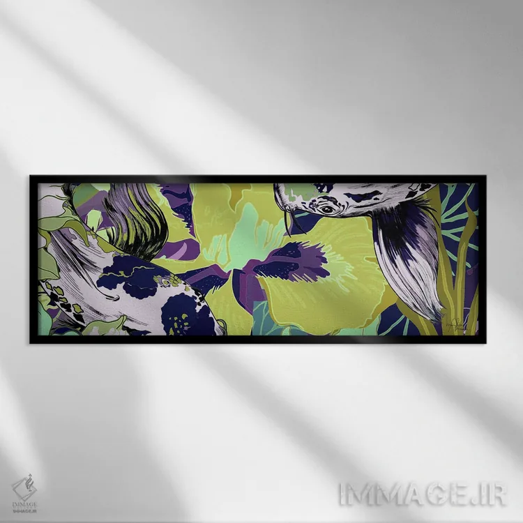 تابلو منظره حوض ماهی کوی سبز اثر مریلین مَدو - نمای قابدار مشکی