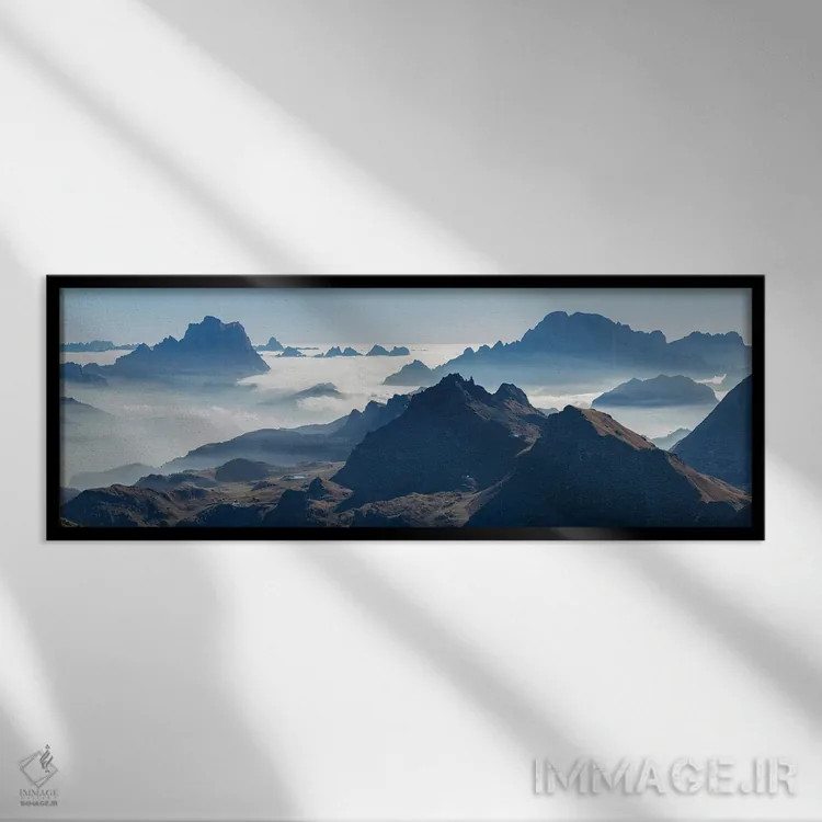 تابلو Pelmo, Civetta seen from Sella mountain range (Gruppo del Sella) in the Dolomites,چشمانداز رو به آنتِلاو، پلما، چیوتا از رشتهکوه سلا (گروپو دل سلا) در دولومیتها اثر مارتین زویک - نمای قابدار مشکی