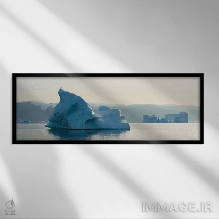 تابلو northwest Greenland,کوههای یخی در سامانه فیورد اوماناک، شمالغرب گرینلند اثر مارتین زویک - نمای قابدار مشکی