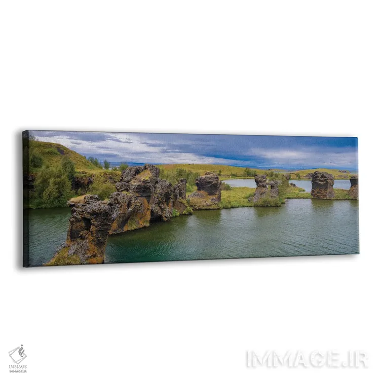 تابلو Rock Formations Created During The Cooling Of A Lava Flow, Hofdi Nature Reserve Europe, Iceland,دودکشهای گدازه، اشکال سنگی ایجاد شده هنگام سرد شدن جریان گدازه، منطقهٔ طبیعی هوفدی، اروپا، ایسلند اثر مارتین زویک - نمای پرسپکتیو محصول