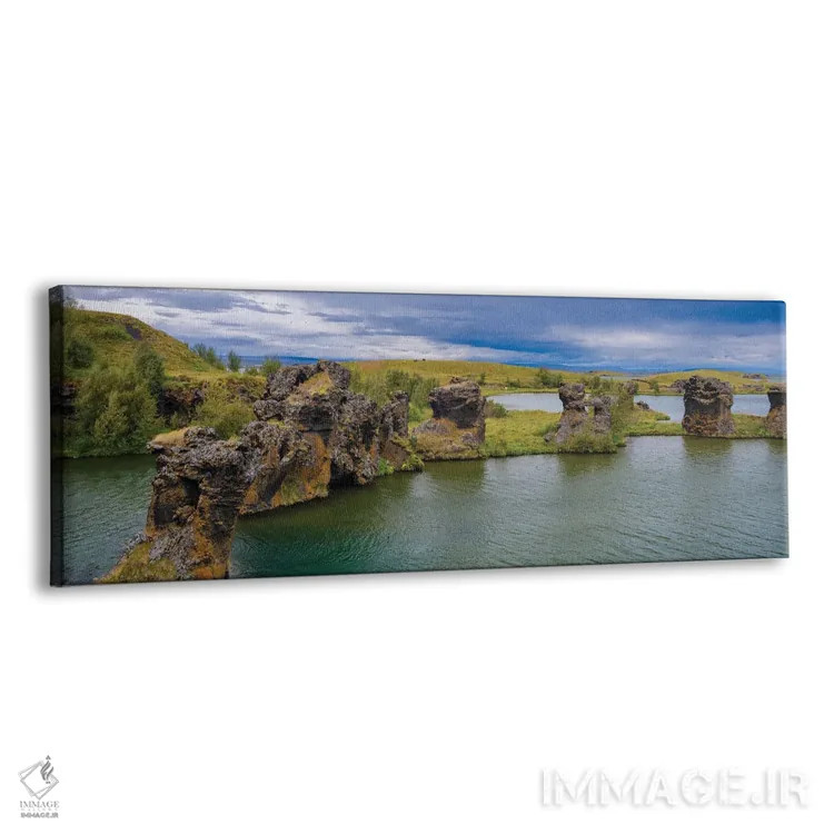 تابلو Rock Formations Created During The Cooling Of A Lava Flow, Hofdi Nature Reserve Europe, Iceland,دودکشهای گدازه، اشکال سنگی ایجاد شده هنگام سرد شدن جریان گدازه، منطقهٔ طبیعی هوفدی، اروپا، ایسلند اثر مارتین زویک - نمای پرسپکتیو محصول