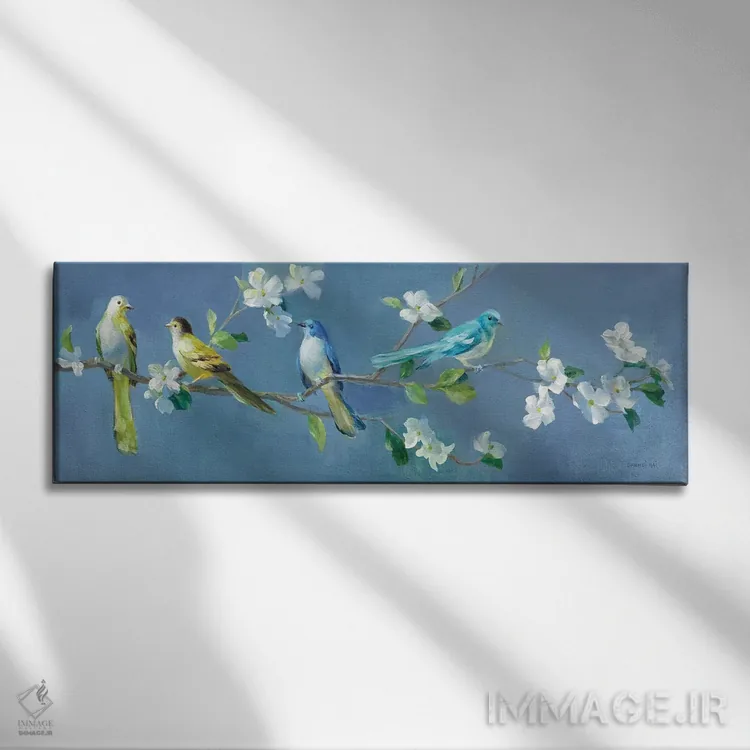 تابلو بهار در محله یک اثر دانهوی نای - نمای روبهرو روی دیوار
