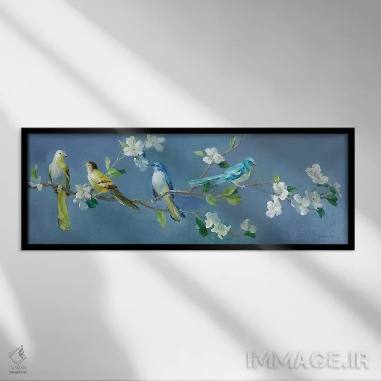 تابلو بهار در محله یک اثر دانهوی نای - نمای قابدار مشکی