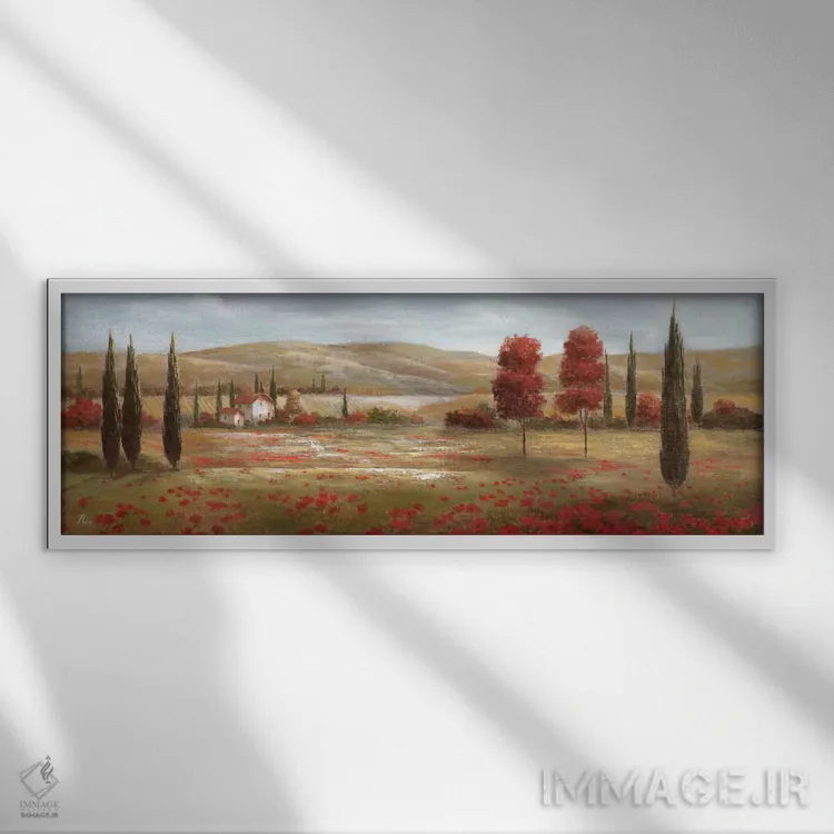 تابلو شقایقهای توسکانی دو اثر نان - نمای قابدار سفید