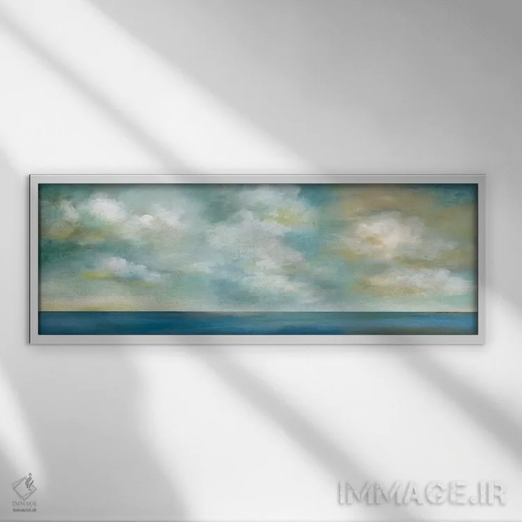 تابلو چشمانداز ابر دو اثر نان - نمای قابدار سفید