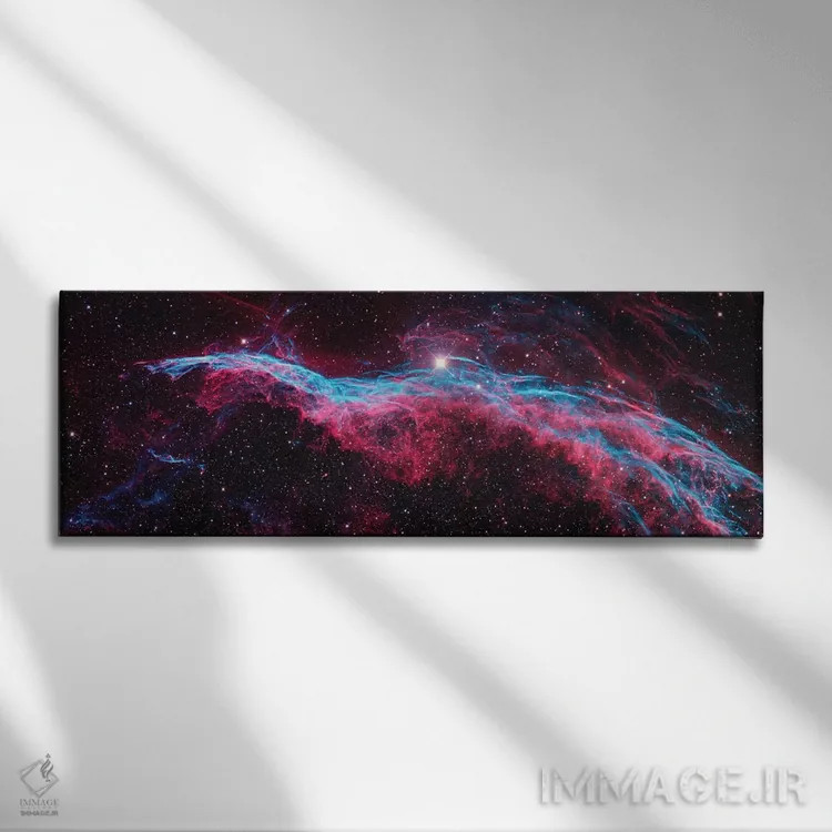 تابلو NGC 6960 (جاروی جادوگر)، پرده غربی سحابی پرده اثر ناسا (آژانس فضایی آمریکا) - نمای روبهرو روی دیوار