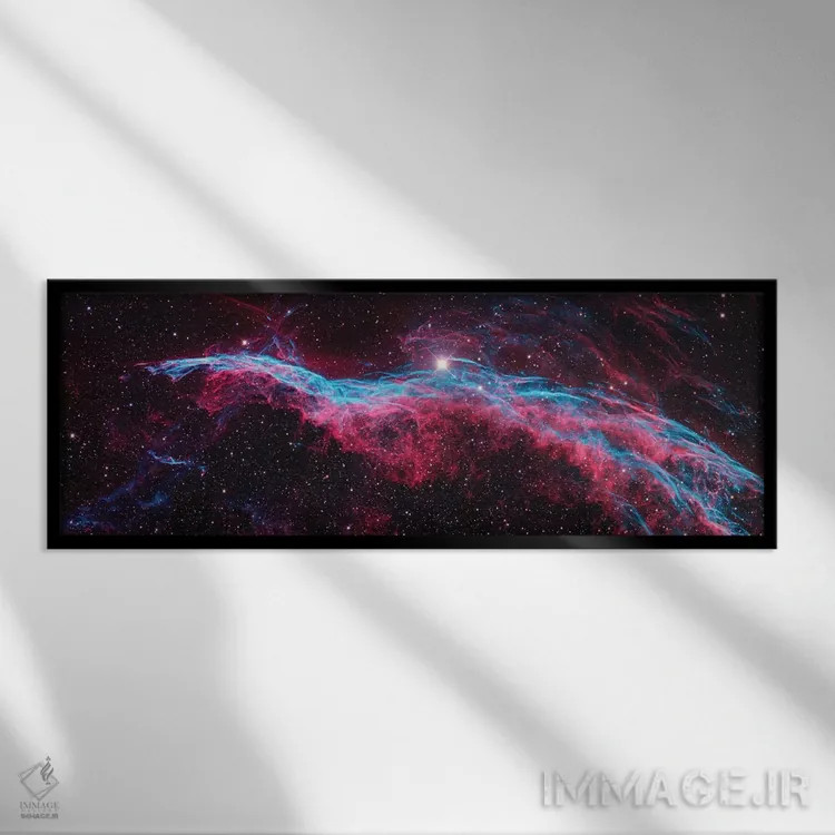 تابلو NGC 6960 (جاروی جادوگر)، پرده غربی سحابی پرده اثر ناسا (آژانس فضایی آمریکا) - نمای قابدار مشکی