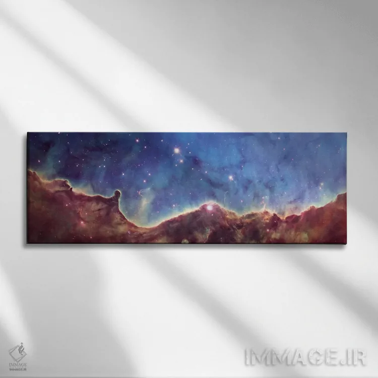 تابلو چشمانداز کیهانی، NGC 3324، گوشه شمالغربی NGC 3372 (سحابی کارینا) (تصویر ۱۰ سالگی پروژه میراث هابل) اثر ناسا (آژانس فضایی آمریکا) - نمای روبهرو روی دیوار