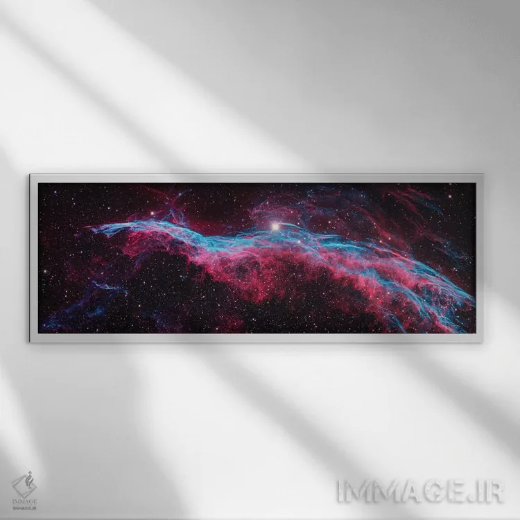 تابلو NGC 6960 (جاروی جادوگر)، پرده غربی سحابی پرده اثر ناسا (آژانس فضایی آمریکا) - نمای قابدار سفید