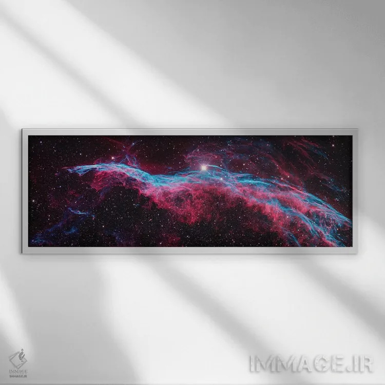 تابلو NGC 6960 (جاروی جادوگر)، پرده غربی سحابی پرده اثر ناسا (آژانس فضایی آمریکا) - نمای قابدار سفید