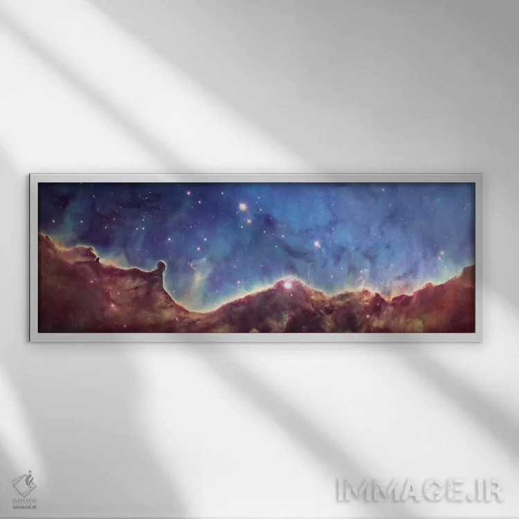 تابلو چشمانداز کیهانی، NGC 3324، گوشه شمالغربی NGC 3372 (سحابی کارینا) (تصویر ۱۰ سالگی پروژه میراث هابل) اثر ناسا (آژانس فضایی آمریکا) - نمای قابدار سفید