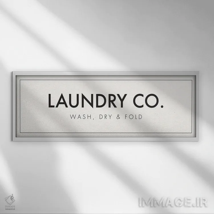 تابلو شرکت لباسشویی (طنز) اثر نیکول باسک - نمای قابدار سفید