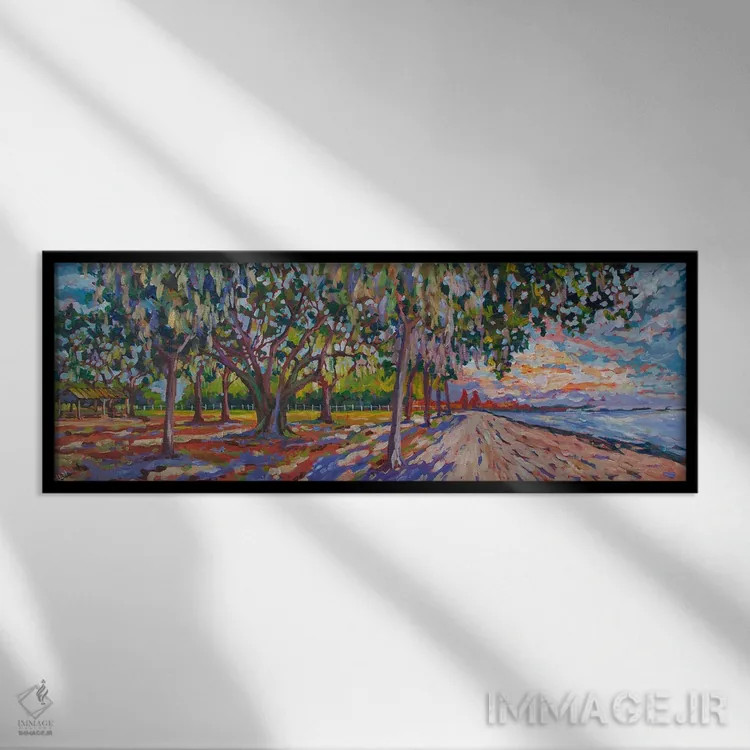 تابلو غروب پارک چیشولم اثر هدر نَگی - نمای قابدار مشکی