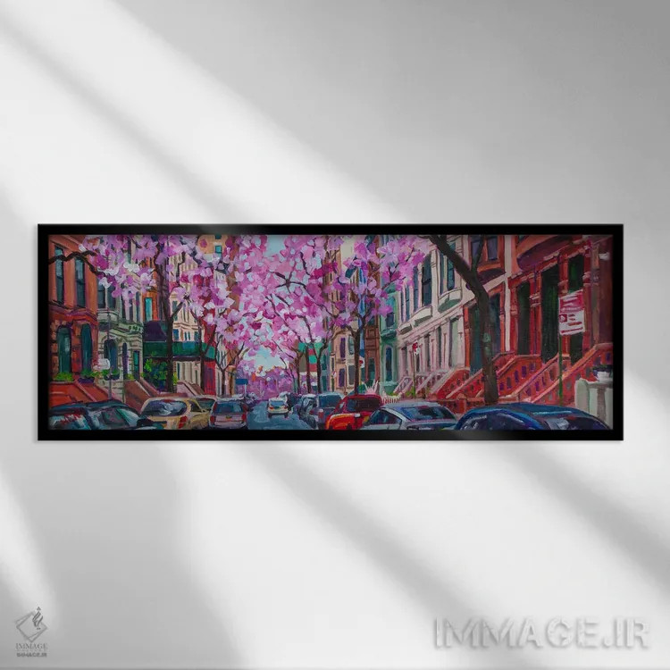 تابلو خیابان هشتادم غربی اثر هدر نَگی - نمای قابدار مشکی