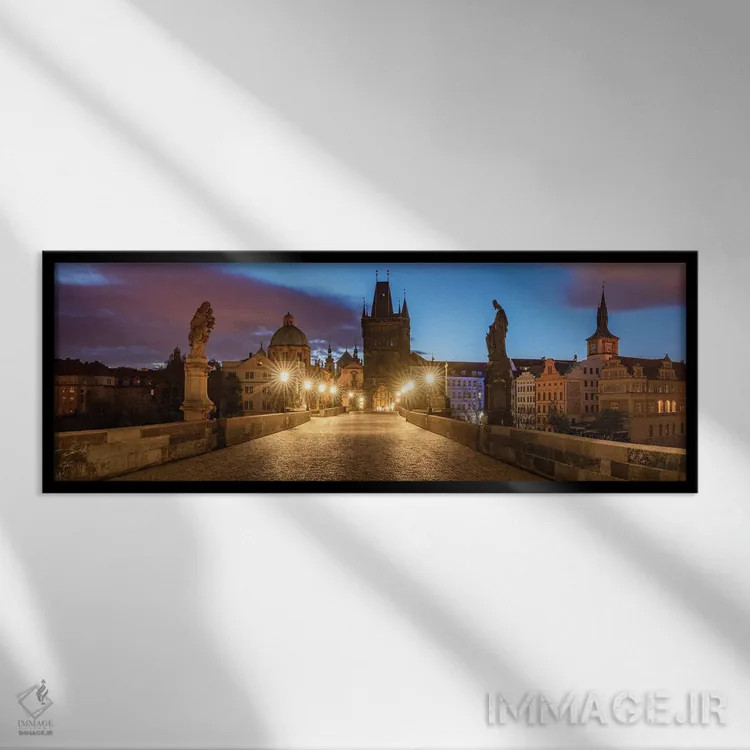 تابلو Prague, Czech Republic,پل چارلز، پراگ، جمهوری چک اثر جیم نیلسن - نمای قابدار مشکی