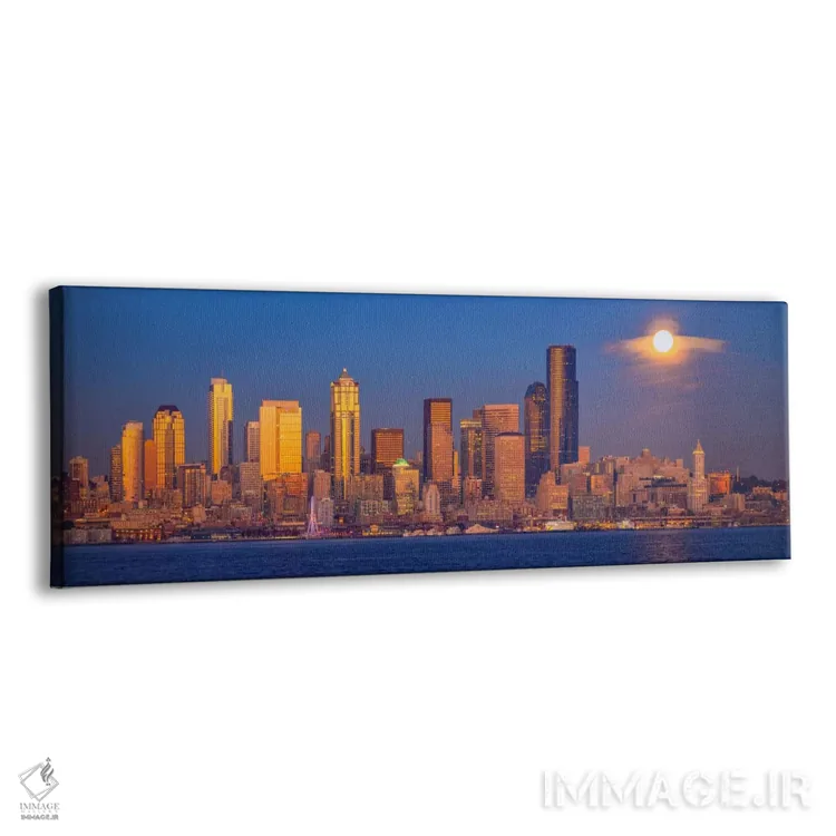 تابلو Seattle, Washington,ماه بر فراز سیاتل، سیاتل، واشنگتن اثر جیم نیلسن - نمای پرسپکتیو محصول