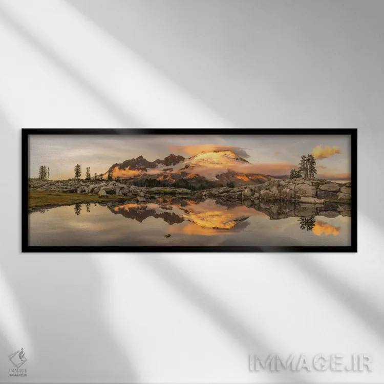 تابلو Washington State,طلوع کوه بیکر، واشنگتن اثر جیم نیلسن - نمای قابدار مشکی